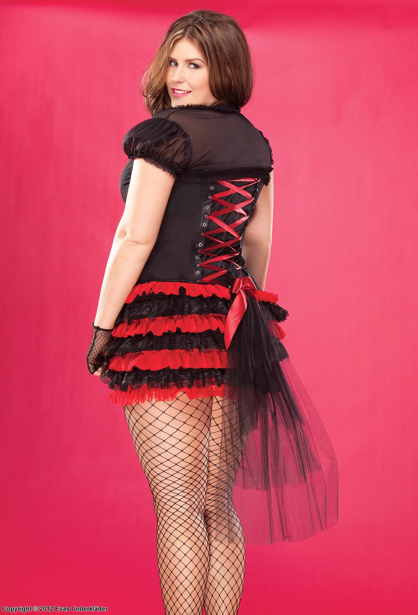 Ruffle lace and mesh skirt with  tulle bustle, plus size